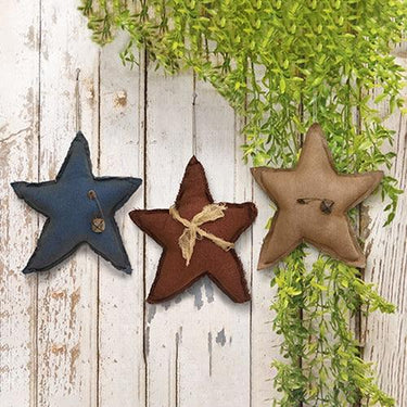 3 Set Distressed Stuffed Primitive Star Ornaments - The Fox Decor